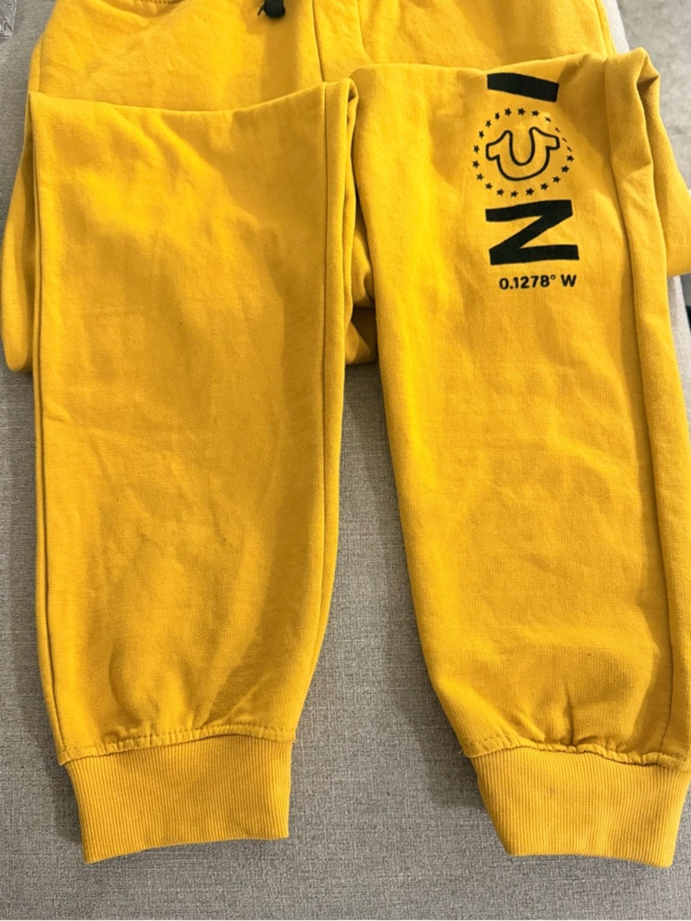 True‎ Religion Bright Yellow/Honey Mustard Logo Joggers YOUTH XL - Picture 3 of 7